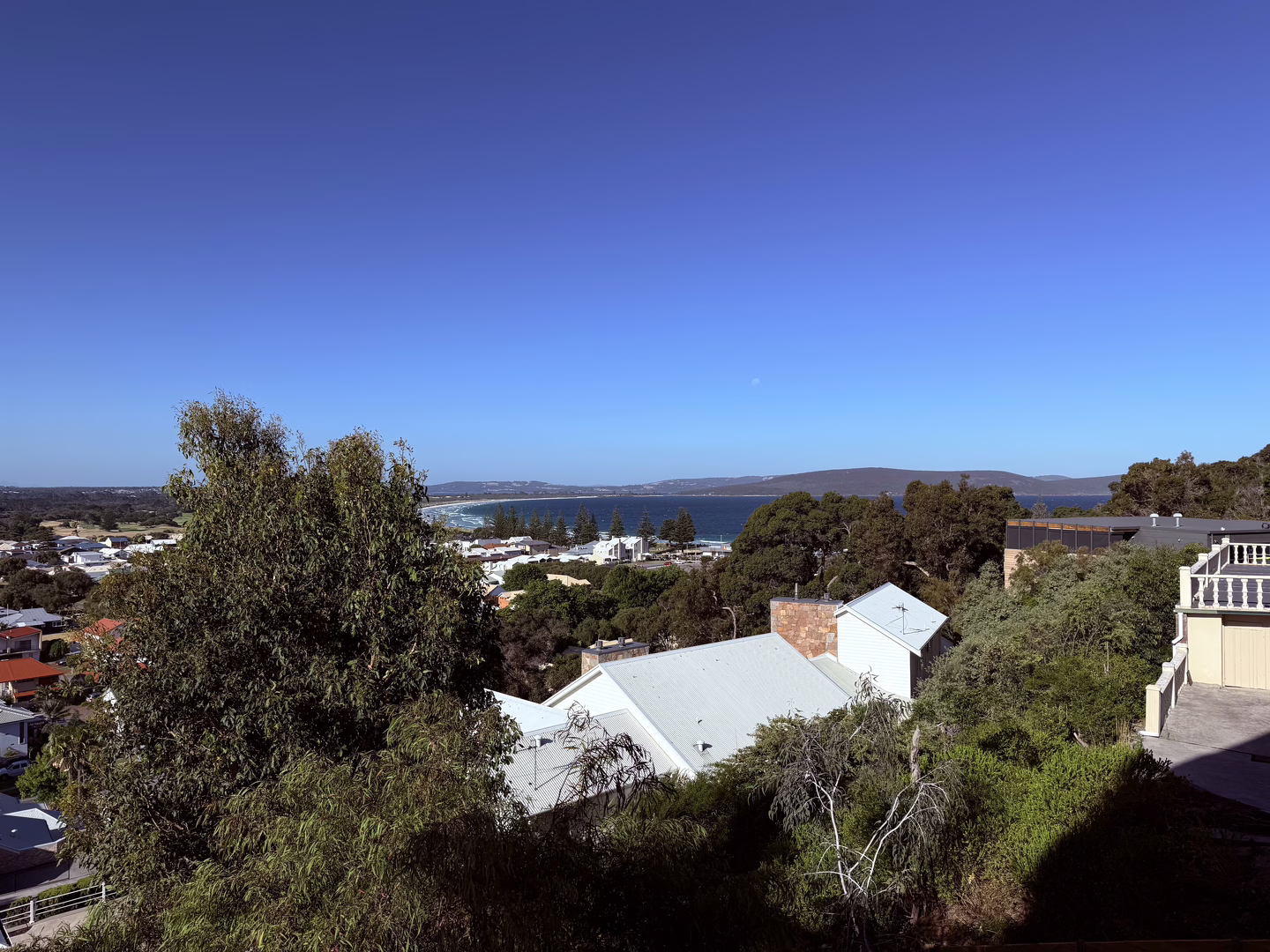 A view with the crescent shaped beach at Albany